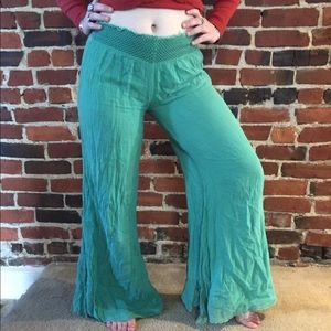 Teal linen free people pants
